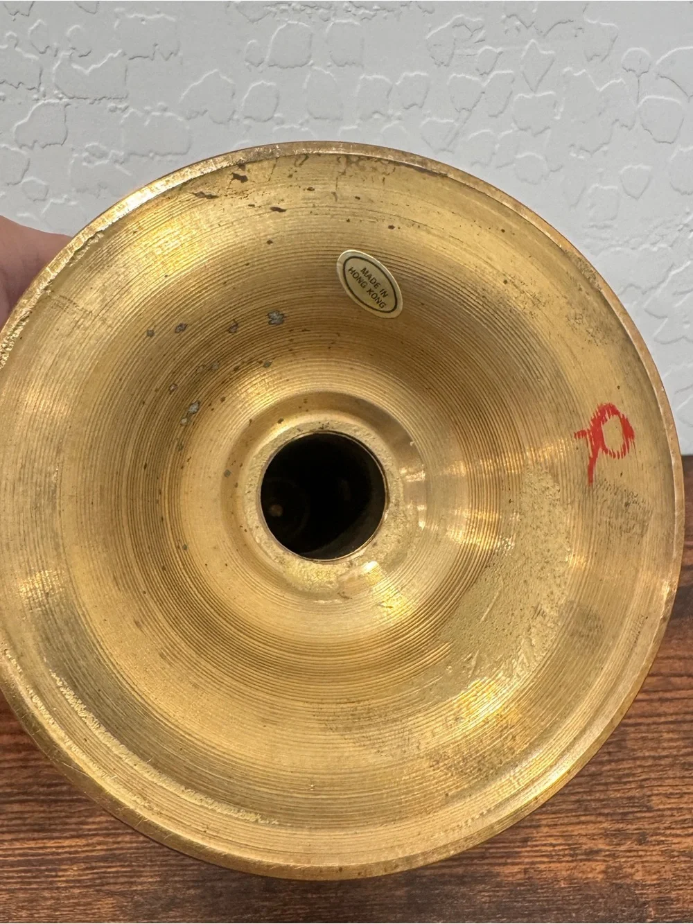 Vintage Brass Single-Arm Candle Holder - Polished Gold Tone Finish
